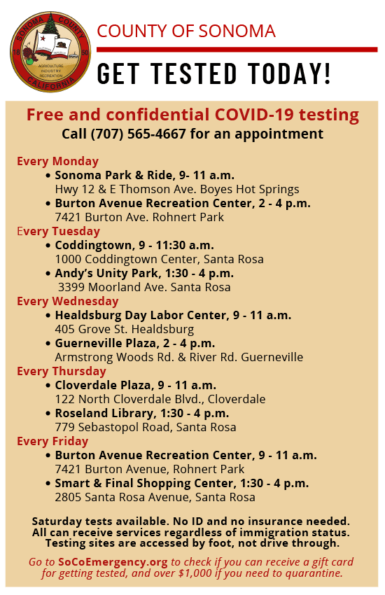 COVID November 2020 Pop-up Testing Flyer