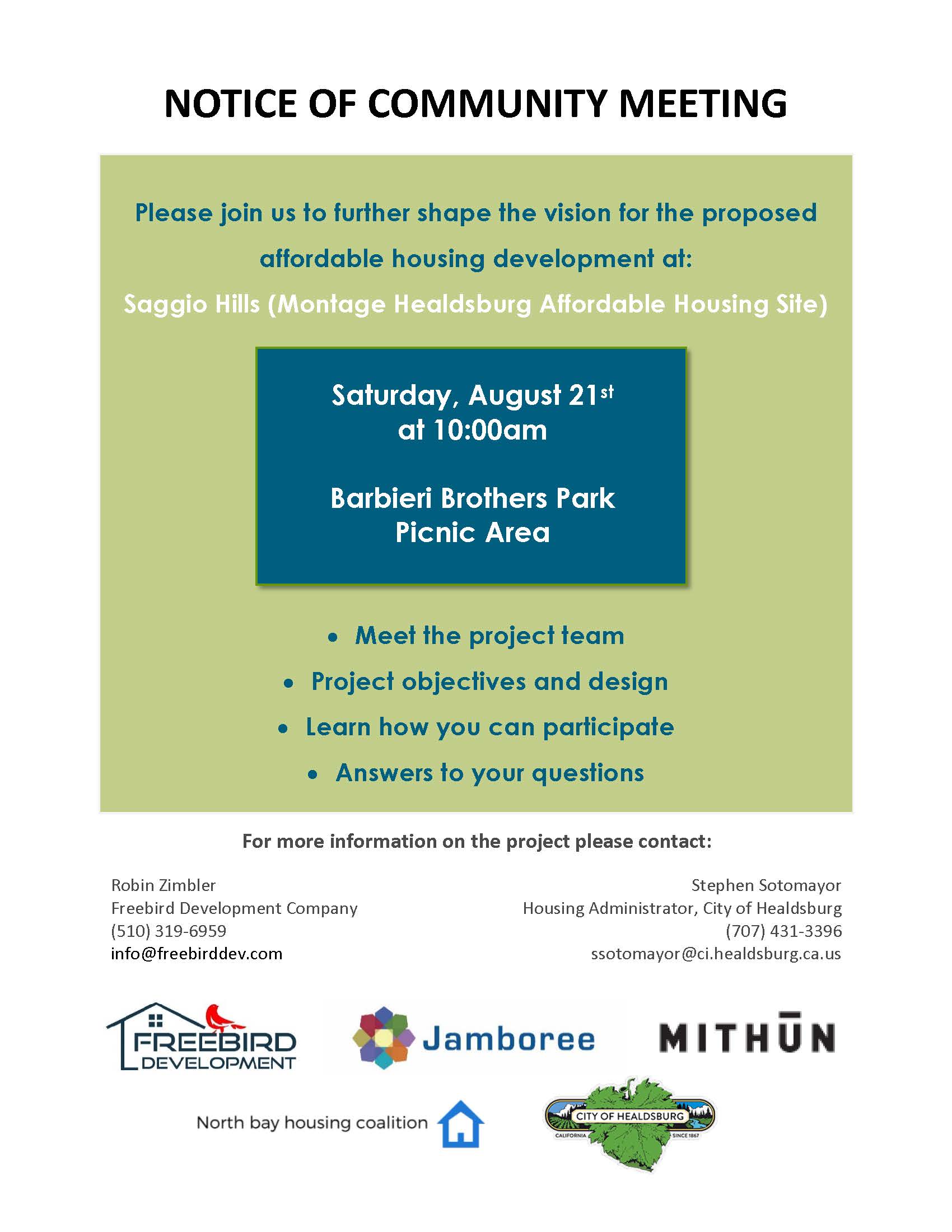 Community Meeting 2 - Flyer - Saggio Hills - English