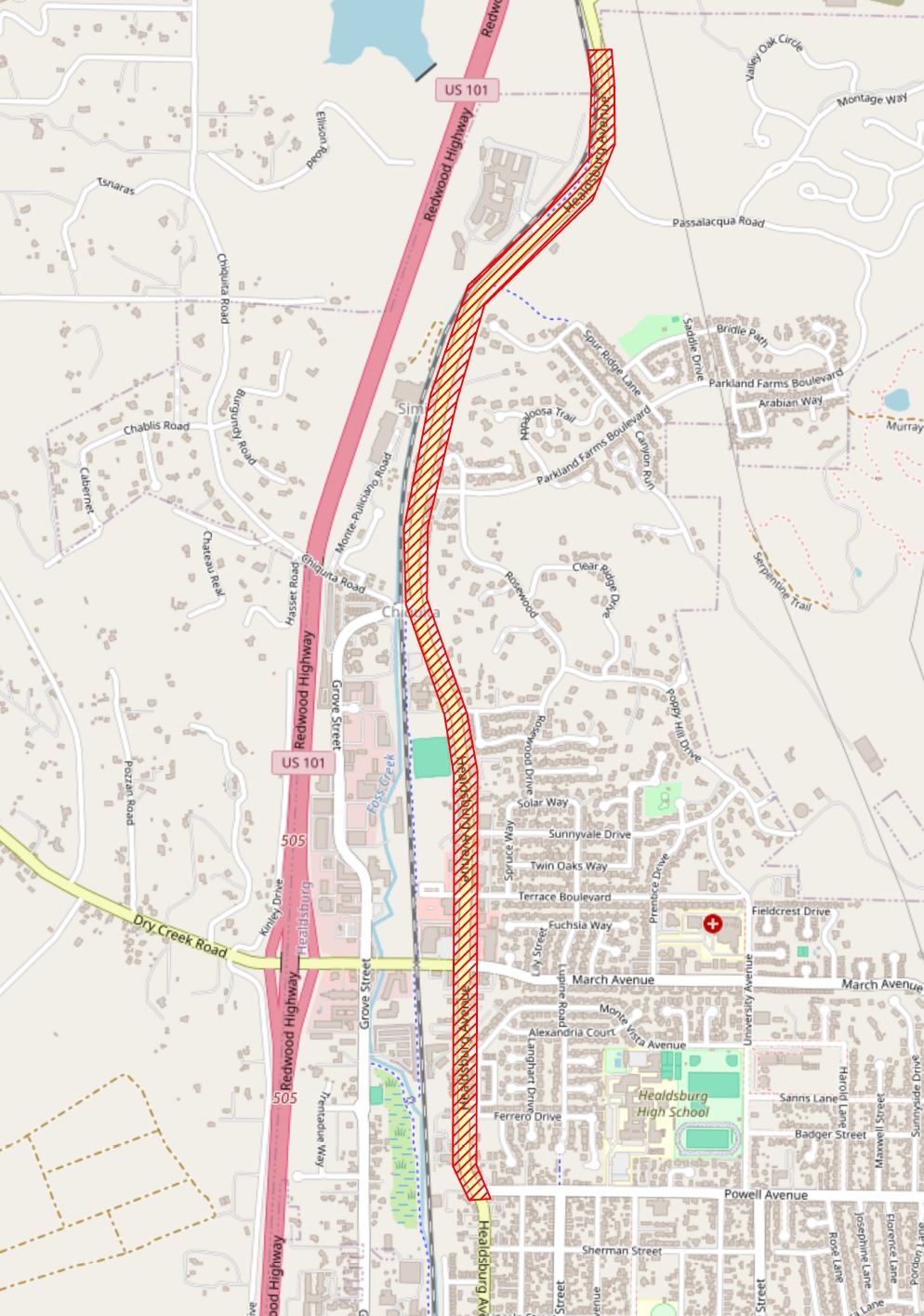 Healdsburg Ave Complete Streets GIS MAP