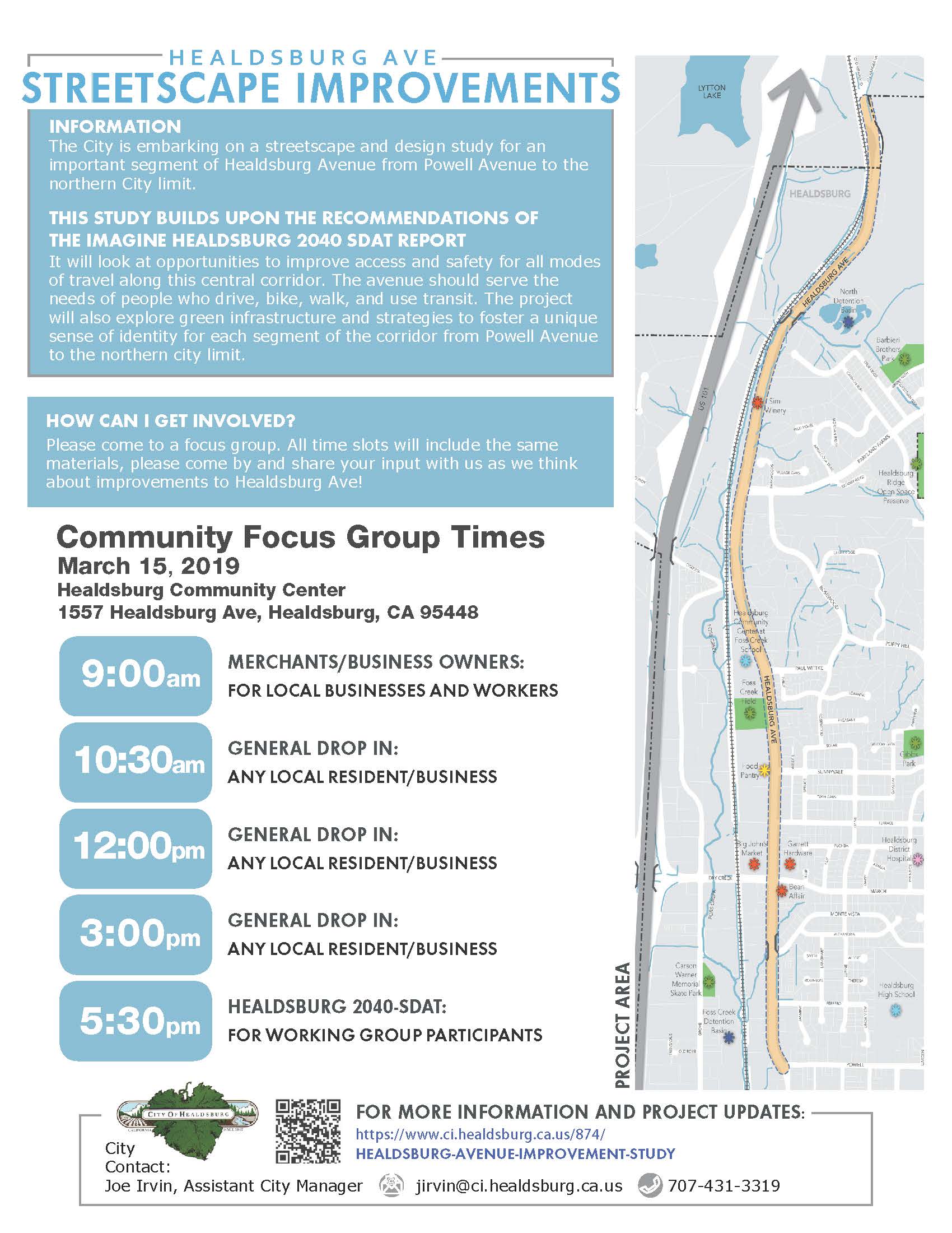  Flyer on March 15 Focus Groups for Healdsburg Avenue Street Improvements