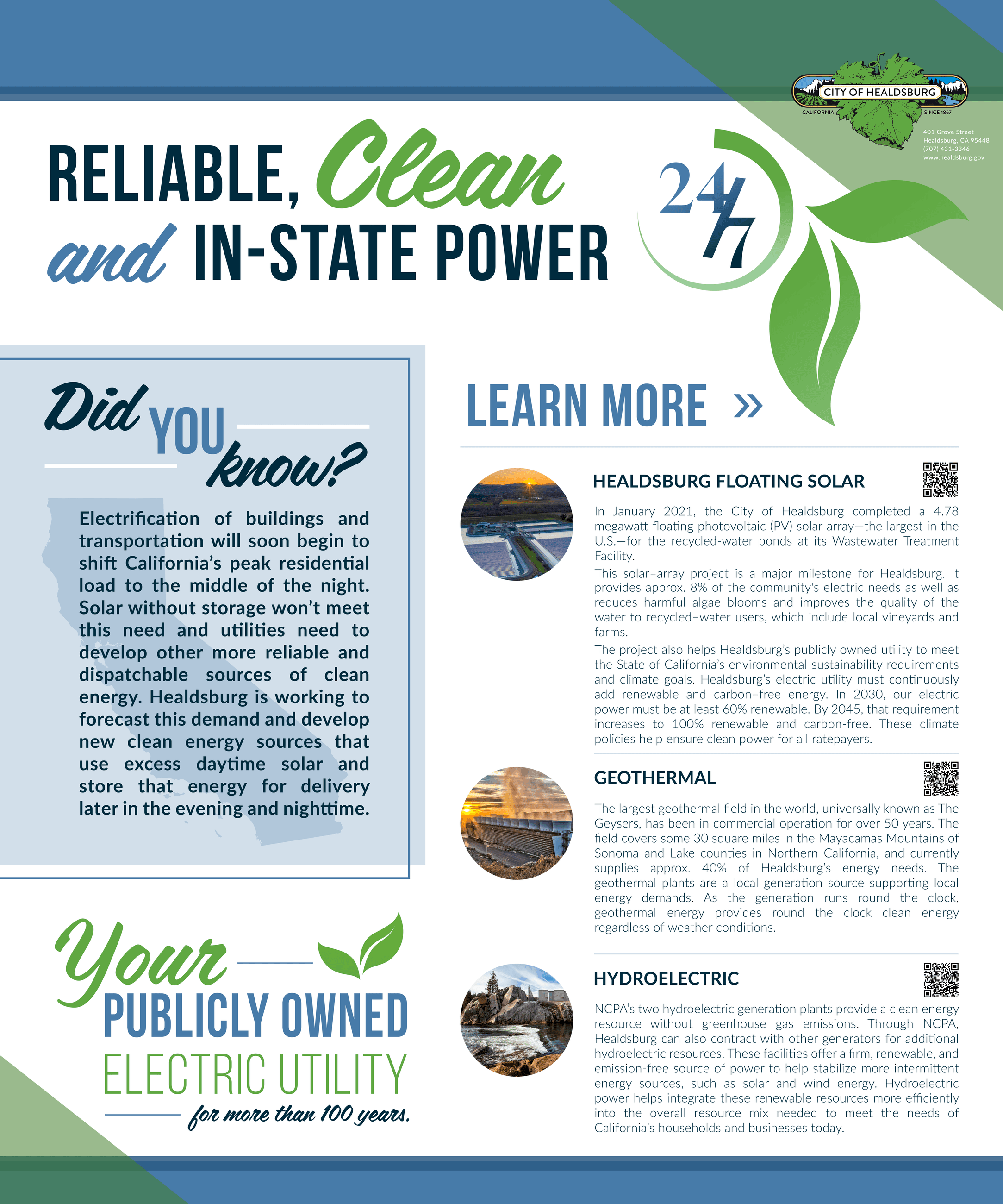 Healdsburg PosterBoard Reliable Clean Power 2024